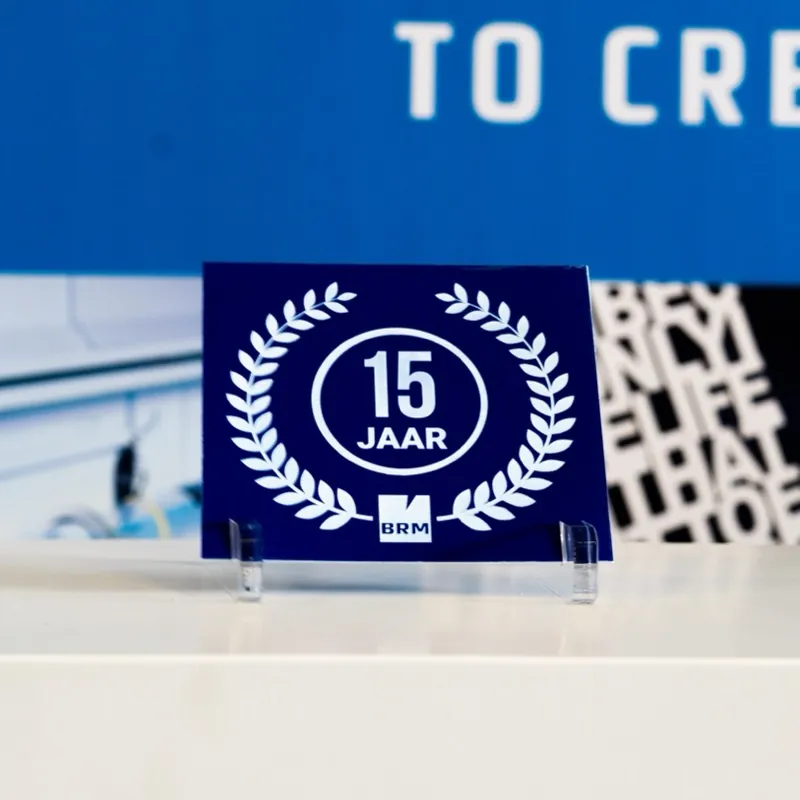 BRM 15 years design engraved in an ABS engraving plate