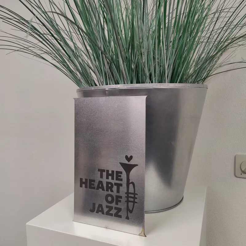 The Heart of Jazz design marked on metal with CerMark ULTRA