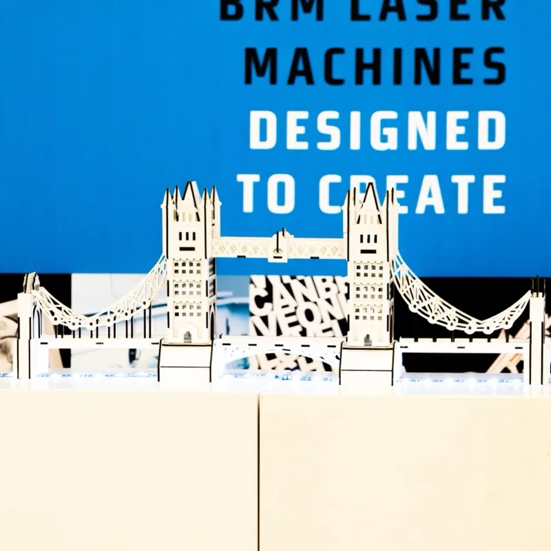 Tower Bridge model laser cut from 3 mm coated MDF