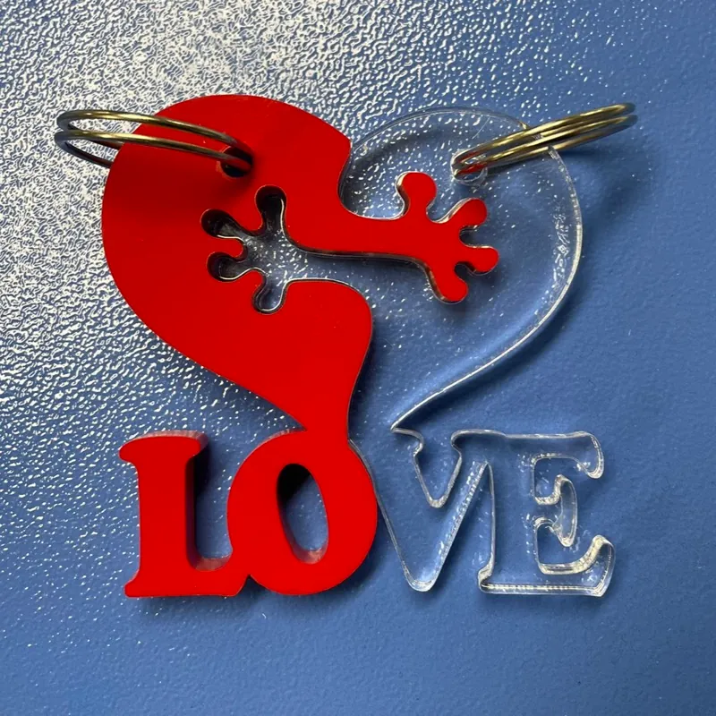 Valentine keychain laser cut from acrylic