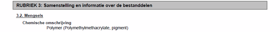 MSDS samenstelling