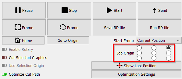 Job origin button selection