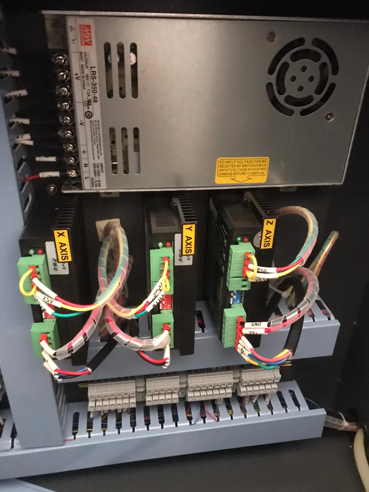 Stepper motor drivers for the X, Y and Z axes in the BRM Budget electrical cabinet