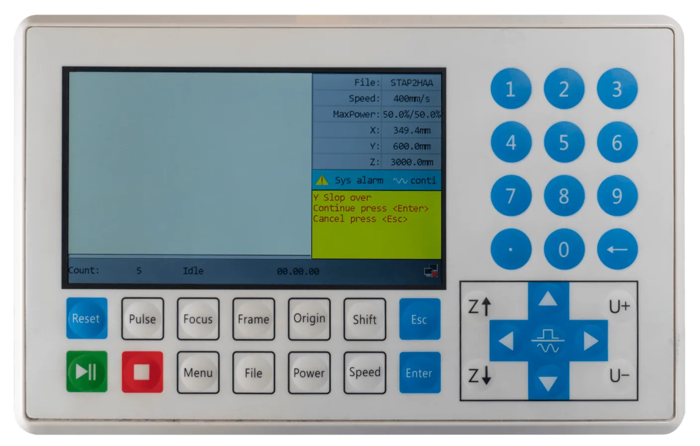 Fehlermeldung Y Slop over auf dem Display der Lasermaschine
