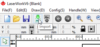 Schaltfläche Import in der Werkzeugleiste von LaserWorks V6