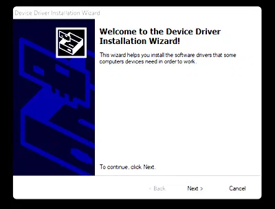 Schermata di benvenuto del FTDI Device Driver Installation Wizard