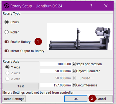 Pop-up to turn the rotation off in LightBurn